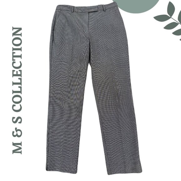 M&S Collection Women’s Tailored Trousers – Black Whige Size 12 Regular - Picture 1 of 5